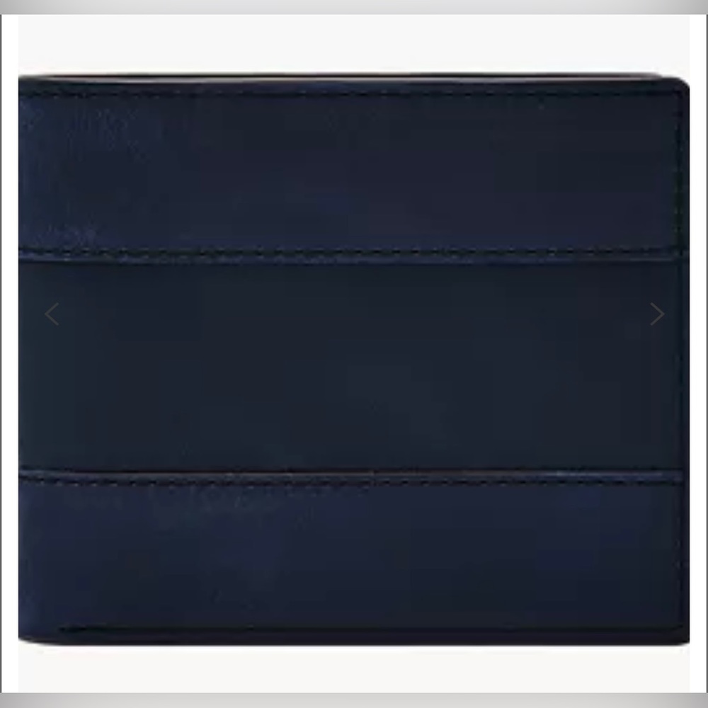 New Fossil Everett Large Coin Pocket Bifold Wallet Insignia Blue